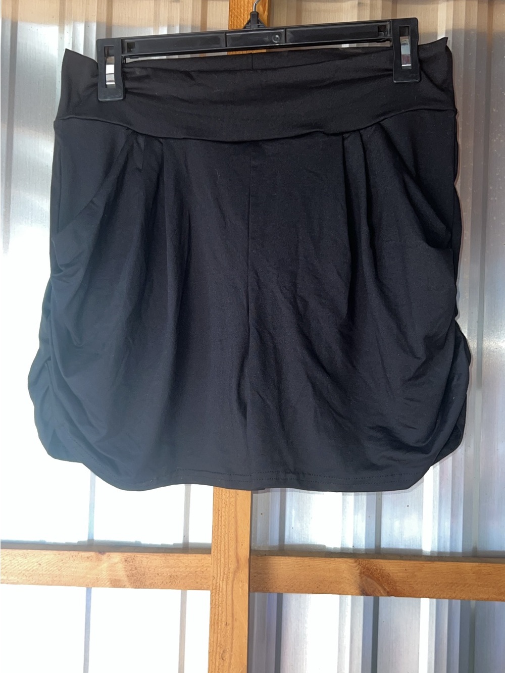 Black Mini Skirt with Ruched Side Detail